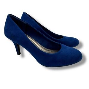 Comfort Plus by Predictions Pumps Women Size 7 Blue Suede Round Toe Heels